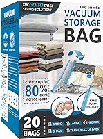 20 Pack Vacuum Storage Bags, Space Saver Bags (4 Jumbo/4 Large/4 Medium/4 Small/4 Roll) Compression for Comforters and...